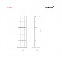 Monena Porter stand-up rack measurements